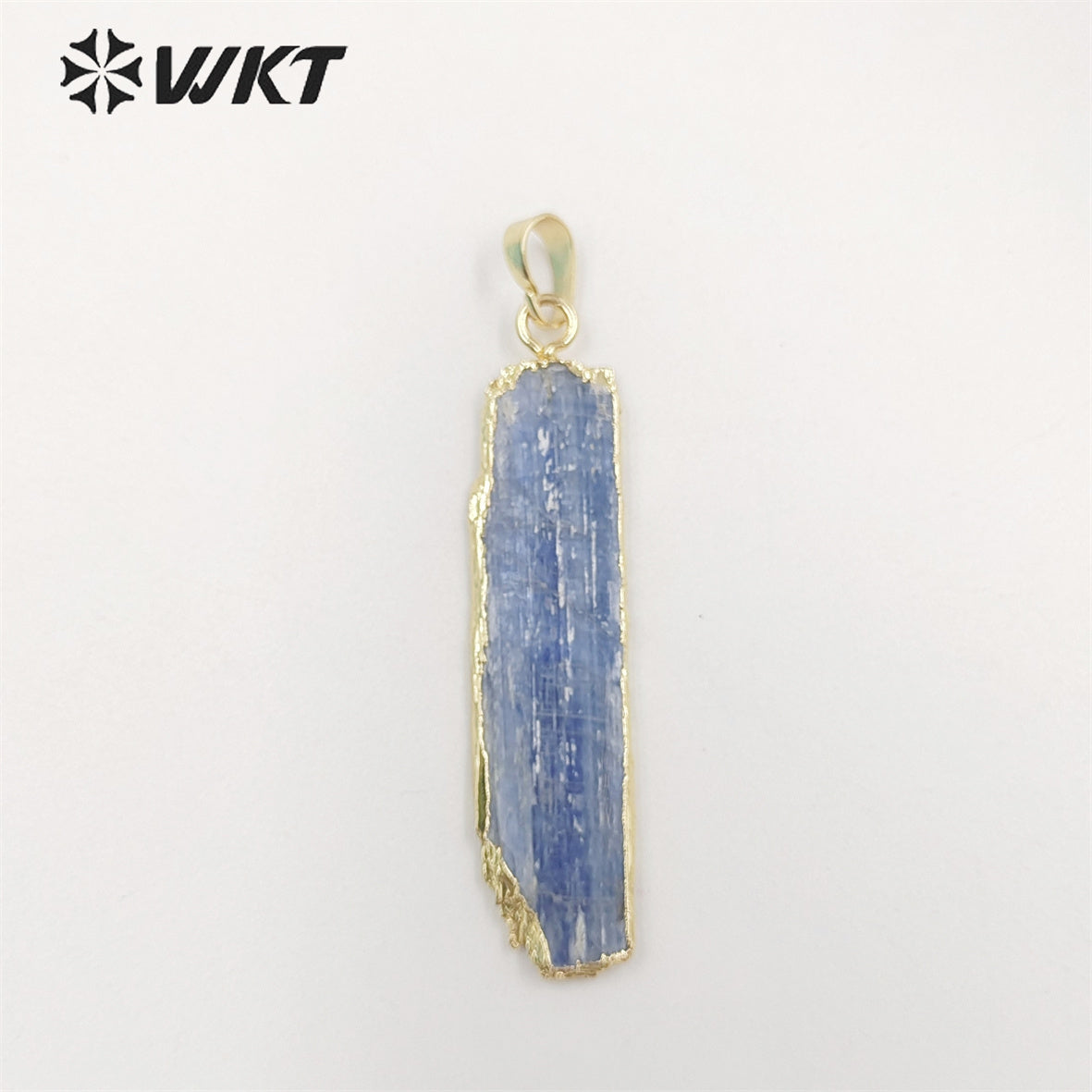 WT-P501 Wholesale Fashion Raw Stone Jewelry Gold Plated Raw Natural Stone Kyanite Pendant Gold Chain Pendant