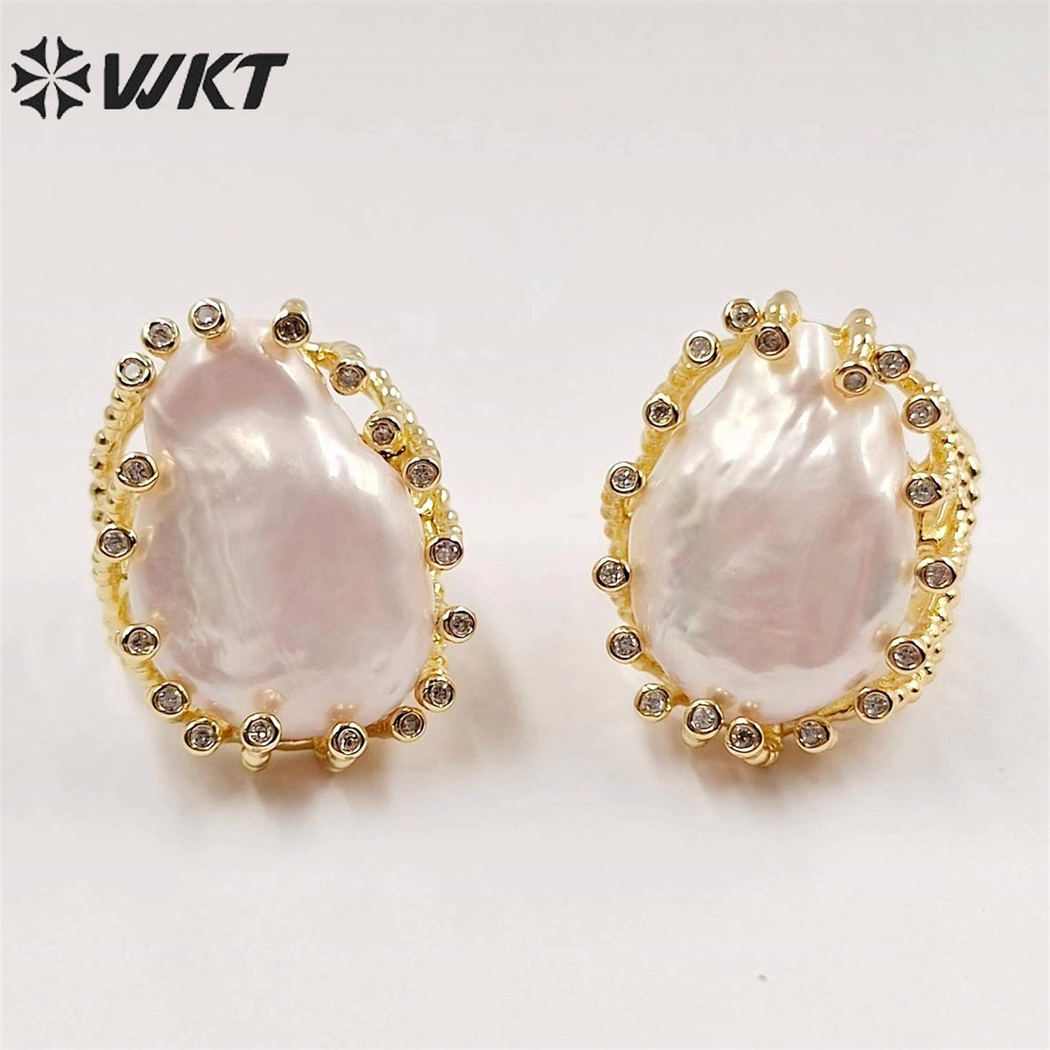 WT-MPR048 Newest Europe Hot Style Gorgeous Freshwater Pearl Ring Irregular White Pearl Women Ring for Wedding Anneversary Ring