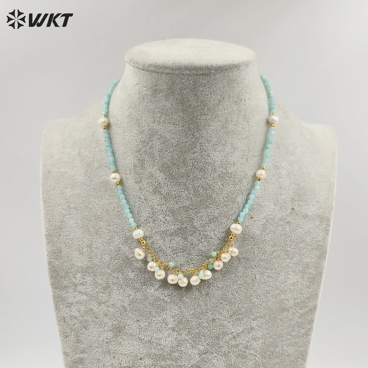 WT-JN253 Wholesale Vintage Style Trendy Natural Gemstone& Pearl Exquisite High Quality Pendant Necklace