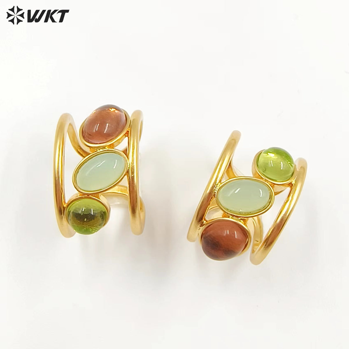 WT-R470 WKT Fashion Design Trendy Gift for Women Colorful High Quality Gorgeous Jade Stone Ring
