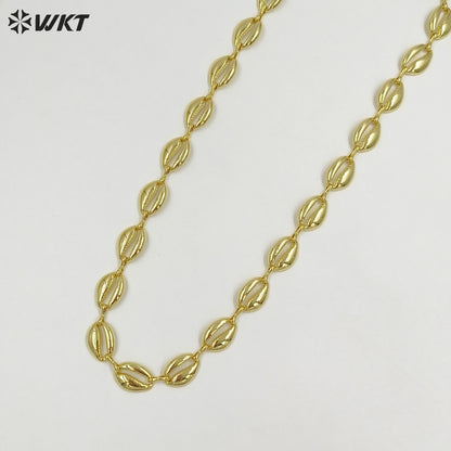 WT-BC265 Wholesale Newest Gold Electroplated Shell Shape Yellow Brass Chain As Lady Fashion Necklaces Handmade Accessory