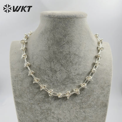 WT-BFN043 Wholesale 18k Real Gold Plated Metal Knotted Chain Necklace Women Fashion Locomotive Necklace Unisex Chunky Jewelry