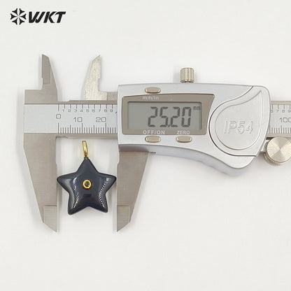 WT-P2099 Trendy Interesting Design Zircon And Natural Gemstones Star Shape Gold Charm Pendants For Lovely Necklace DIY Making