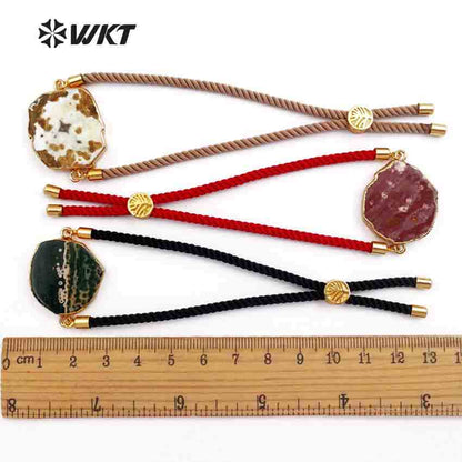 WT-B400 WKT Wholesale Irregular Natural Stone Bracelet Stylish Lobster Bangles With CZ Micro Pave Multi Color