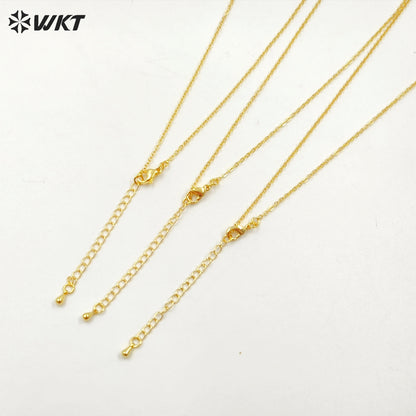 WT-N1082 WKT Wholesale Hot Natural White Yellow Shell Charm Carved 24k Real Gold Plated Tiny Shell Pineapple Necklace