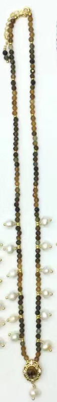 WT-N1473 WKT Elegant Handmade Natural Faceted Tiny Gemstone Beads Craft Delicate 16 Inch Long Stone Necklace