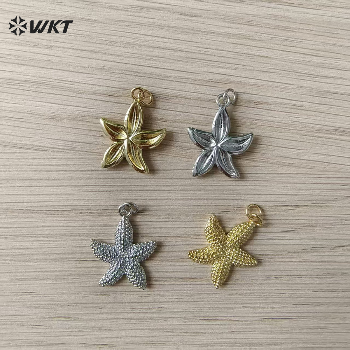 WT-MP323 New Sales Ocean Series 18K Gold Plated Yellow Brass Metal Starfish Shape Charms Pendant For DIY Jewelry Accessories