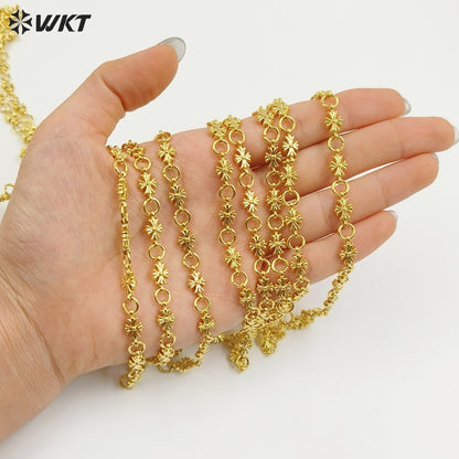 WT-BC264 Exquisite 18K Gold Plated Round And Cross Shape Yellow Brass Chains For Women Metal Necklace Bracelets Making