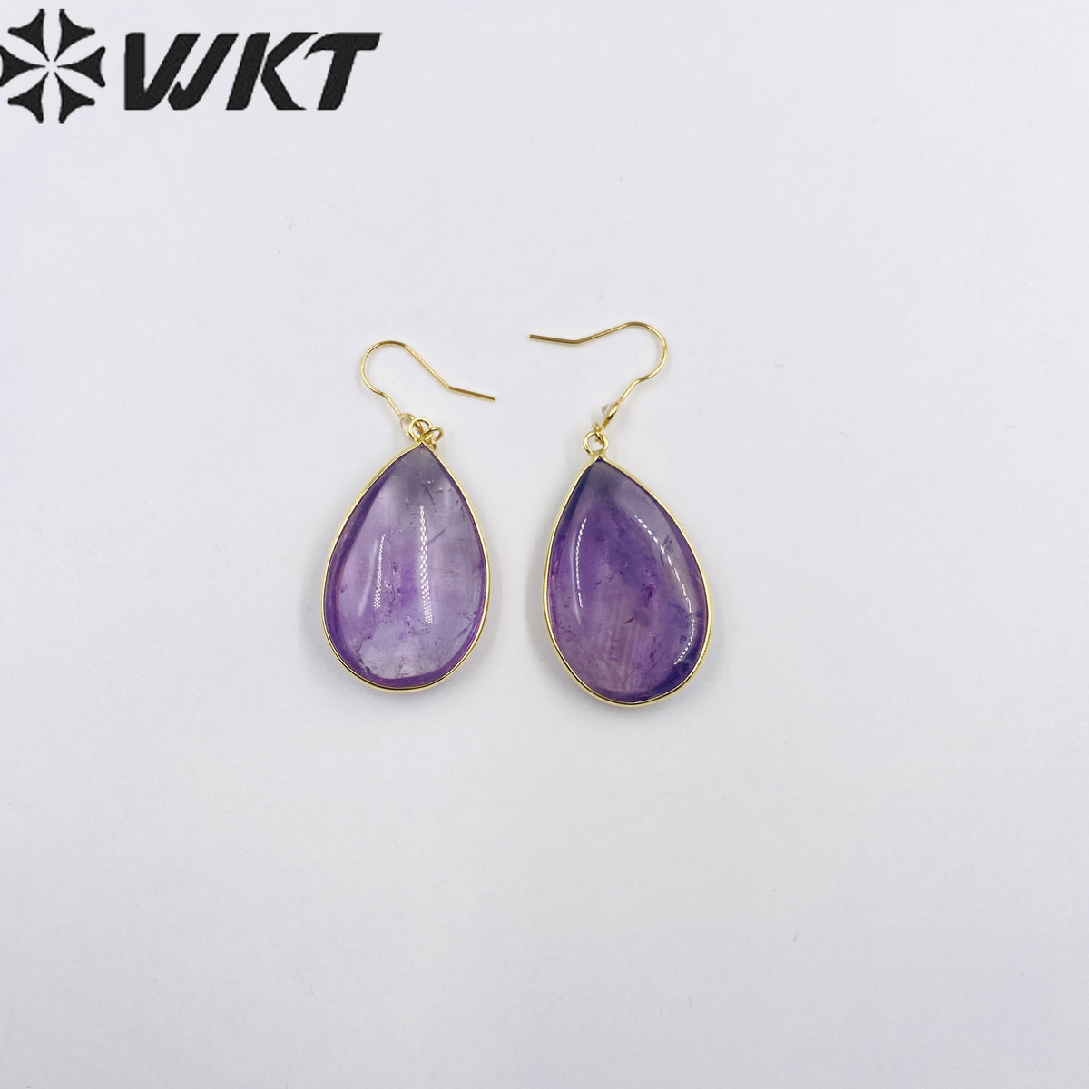WT-E718 Classical Irregularity Healing Transparency Moss Agate Exquisite Gold Plated Needle Earrings Energy Healing Quartz Hoop