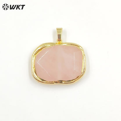 WT-P1468 WKT Jewelry Natural Gemstone Pendant Gold Electroplated Stone Pendant Fashion Charm Necklace Pendant Jewelry
