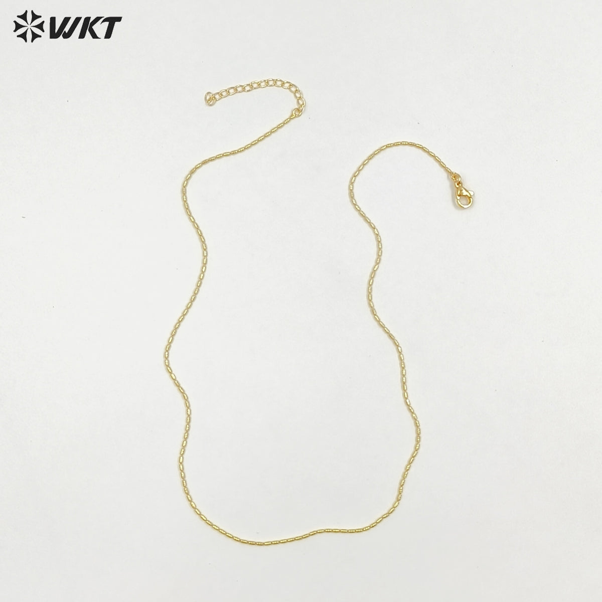 WT-JFN50 Top Quality Simple Classic 18K Gold Electroplated Yellow Brass Metal Fine Handmade Little Long Beads Chain Necklace
