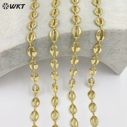 WT-BC265 Wholesale Newest Gold Electroplated Shell Shape Yellow Brass Chain As Lady Fashion Necklaces Handmade Accessory
