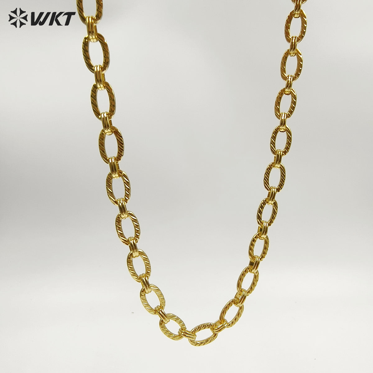 WT-BC260 Newest Fashion Simple Oval Shape Metal Yellow Brass Chain Resist Tarnishable Gold Plated For Necklace Bracelet Design