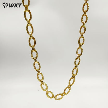 WT-BC260 Newest Fashion Simple Oval Shape Metal Yellow Brass Chain Resist Tarnishable Gold Plated For Necklace Bracelet Design
