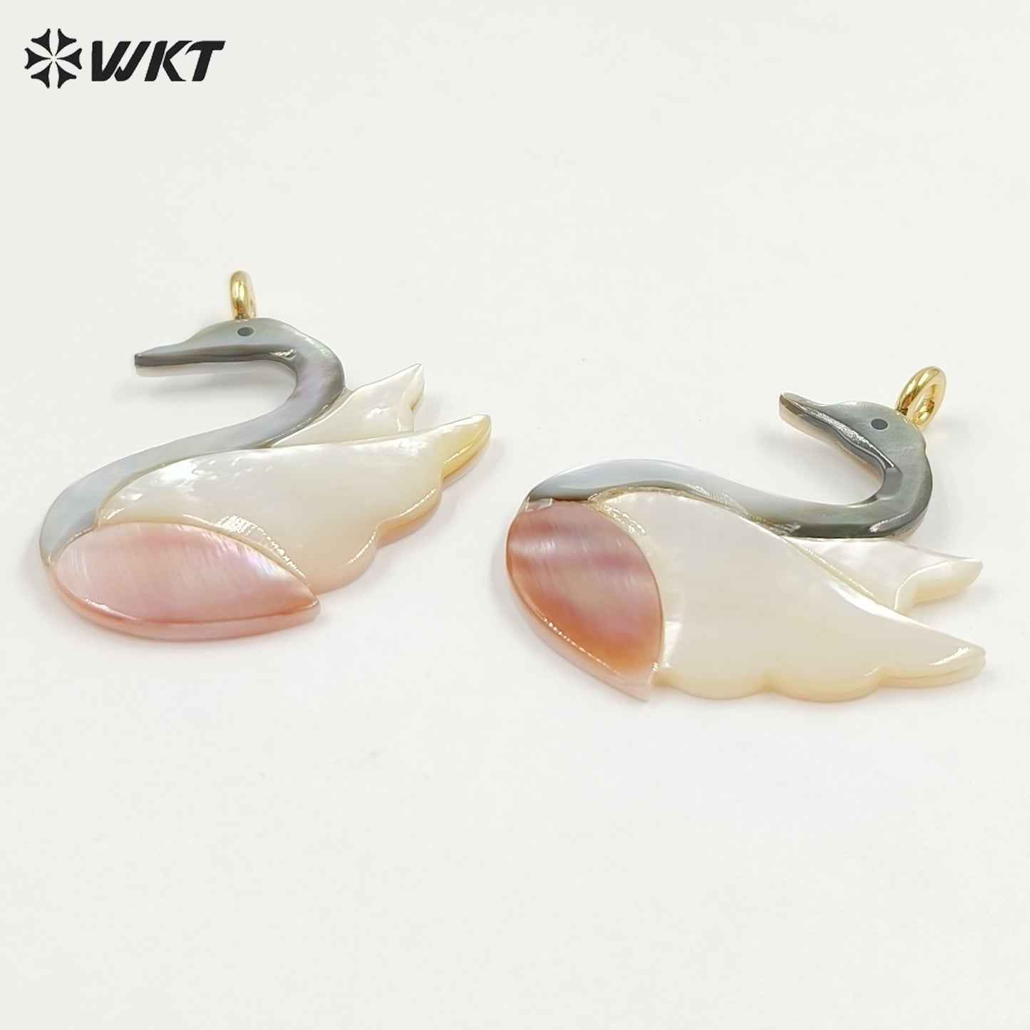 WT-JP505 New Arrival Design Natural Shell White Swan Shape Gold Pendant As Women Handmade Necklace Jewelry DIY Accessories