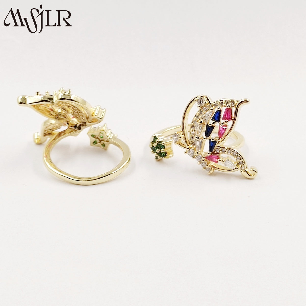 WKT-MVR053 High Quality Butterfly Flower Ring for Women in Europe and America Fashionable Personality Open Index Finger Ring
