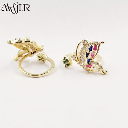 WKT-MVR053 High Quality Butterfly Flower Ring for Women in Europe and America Fashionable Personality Open Index Finger Ring