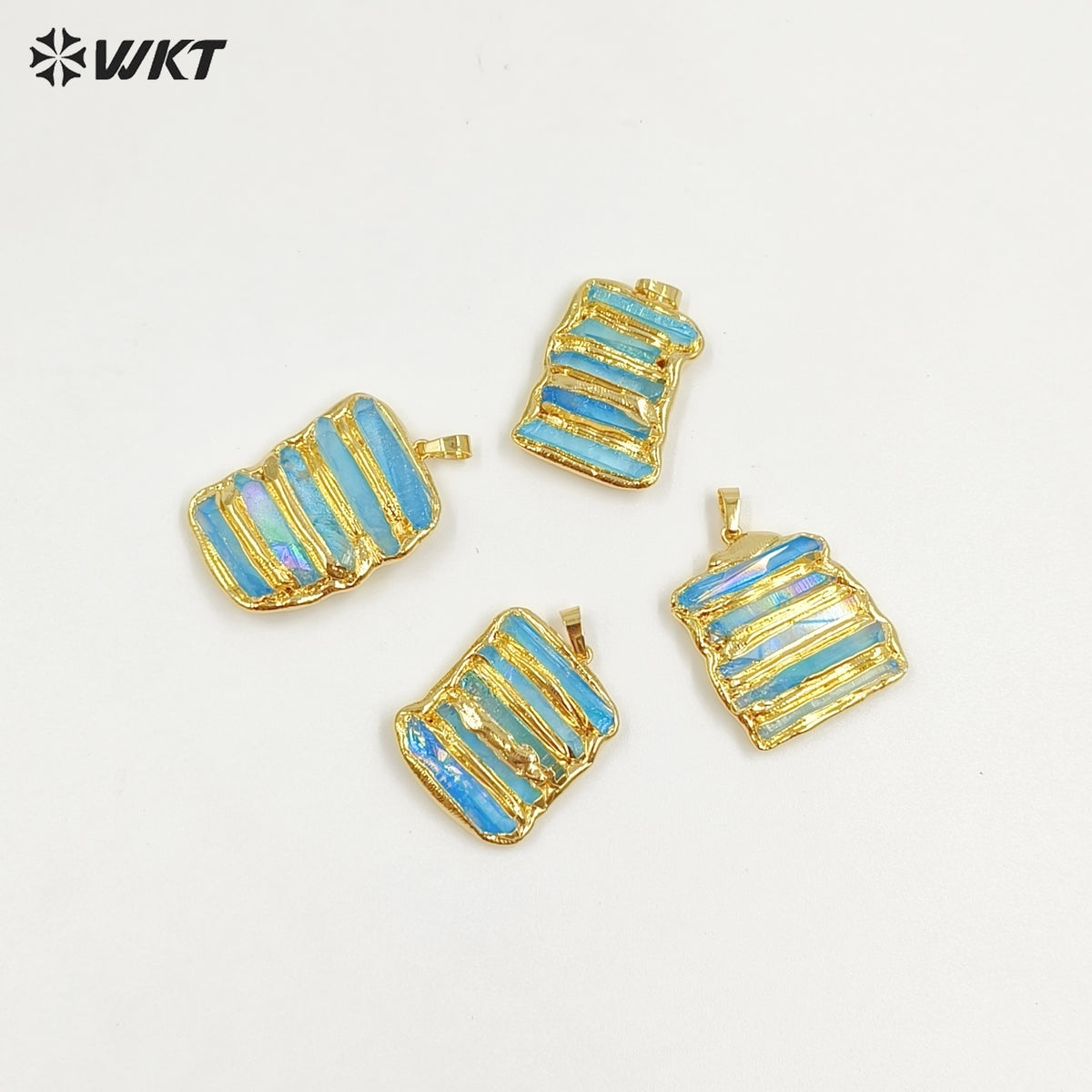 WT-P2006 Amazing New Natural Crystal Quartz Assemble Aqua Aura Stone Pendants For Necklace DIY
