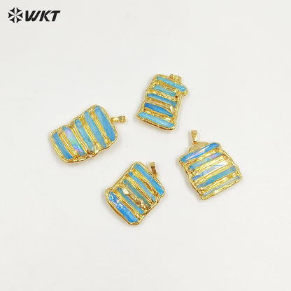 WT-P2006 Amazing New Natural Crystal Quartz Assemble Aqua Aura Stone Pendants For Necklace DIY