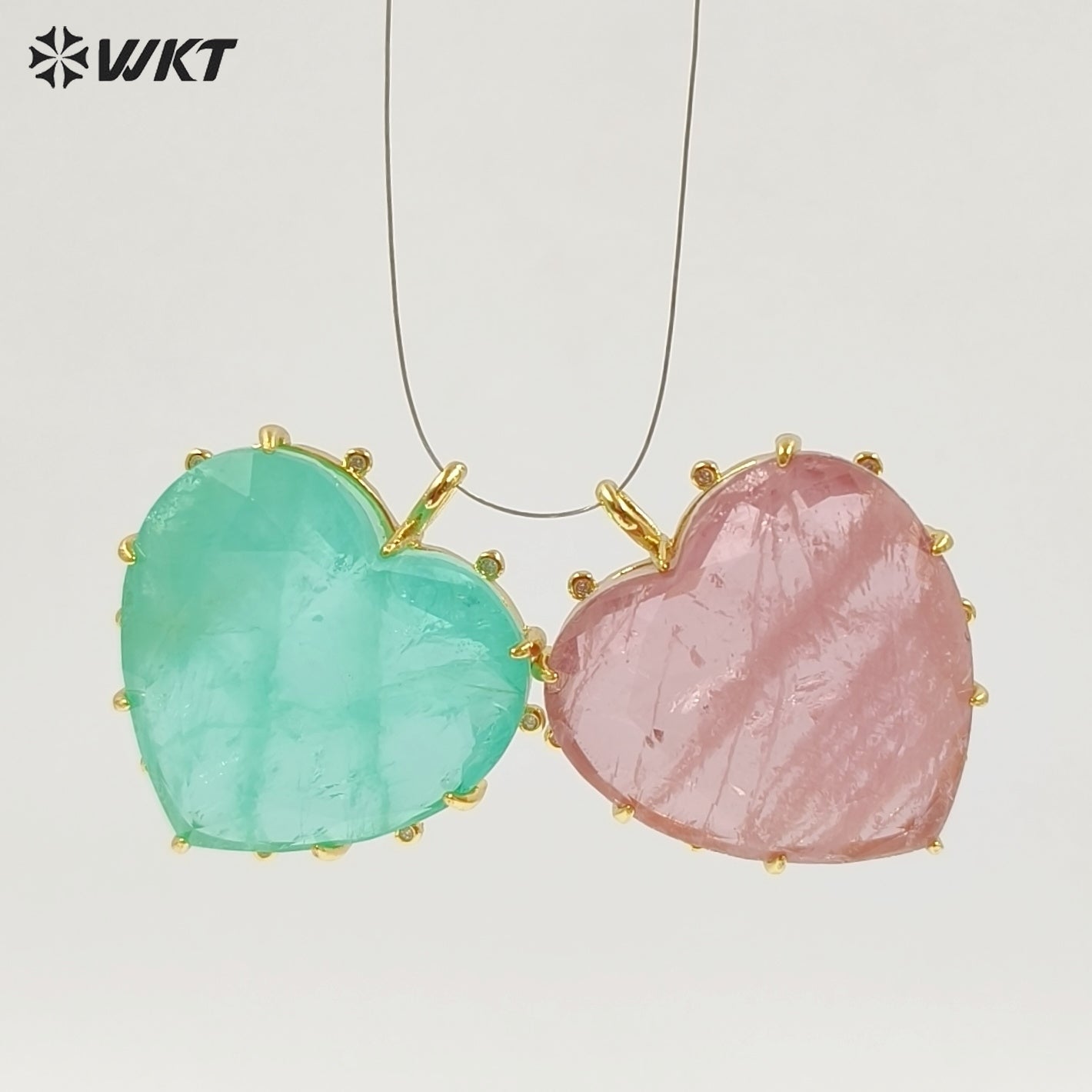 WT-P2101 Newest Popular Charms Gold Electroplated Colorful Stones Heart Shape Pendants As Women Romantic Jewelry Presents