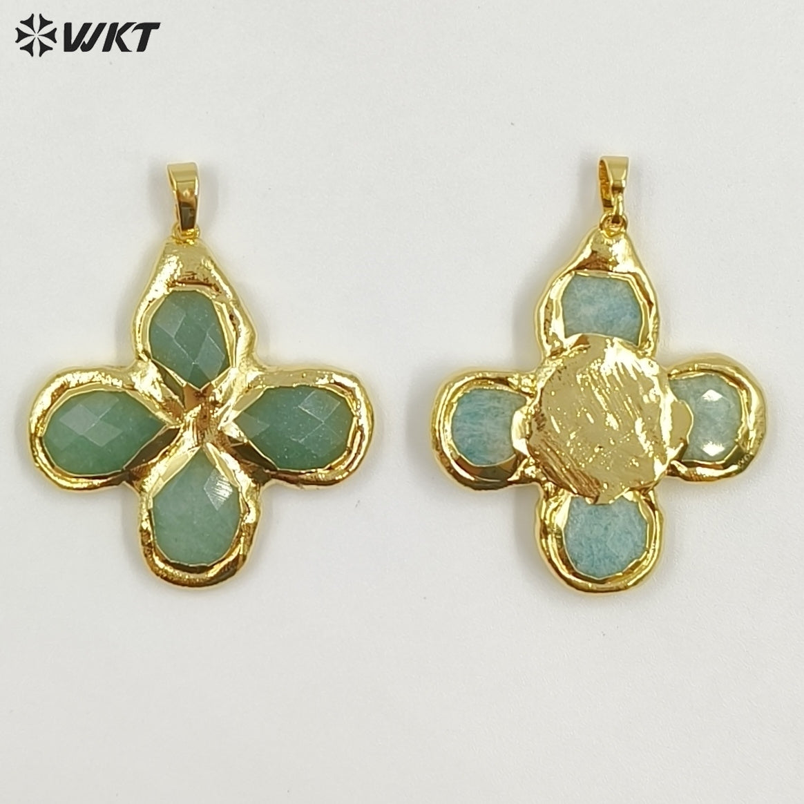 WT-P2055 Popular Sale 18K Gold Plated Tiger Eye Natural Gemstones Cross Pendants For Trendy Necklace Making Accessories