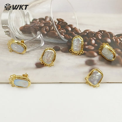 WT-MPE188 Exclusive Elegant 18K Gold Plated Natural Freshwater Pearl Earrings With Hoops For Women DIY Fashion Jewelry
