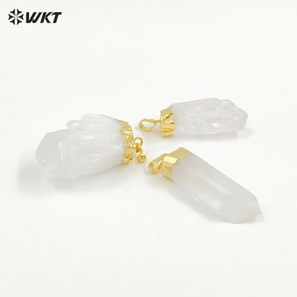 WT-P968 Exclusive Crystal Point Pendant Wholesale,Natural Crystal Point Pendant Crystal Stone with Gold Electroplated