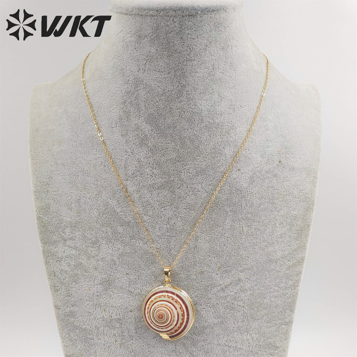 WT-N345 Hot 18k Gold Plated Natural Shell Necklace Fashion 18inch Long Link Chain Trumpet Shell Necklace