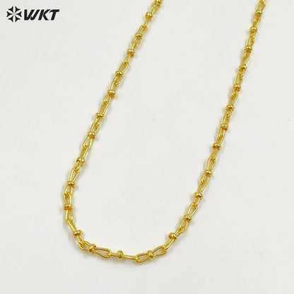 WT-BC255 Beautiful Finding Design Yellow Brass Chain With Gold Plated Lovely Bow Knot Shape for Bracelet Necklace Jewelry DIY