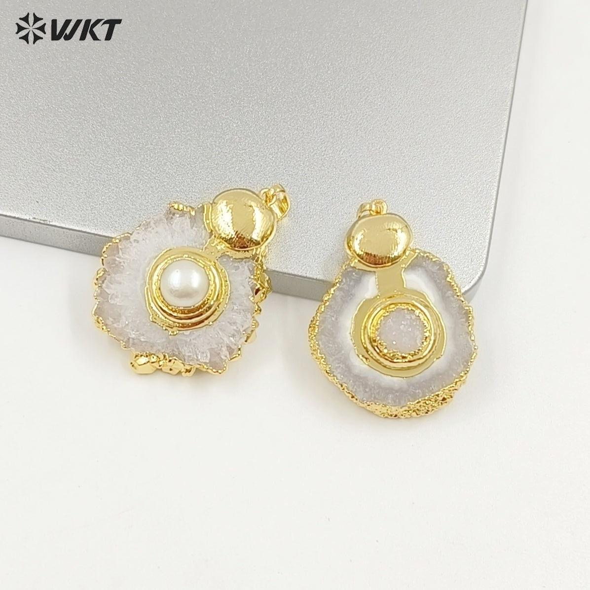 WT-P1769 Classic Natural Stone Stalactite Stone Colorful Drusy Crystal Quartz Energy Pendants Gift Jewelry for Necklace Earrings
