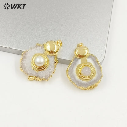 WT-P1769 Classic Natural Stone Stalactite Stone Colorful Drusy Crystal Quartz Energy Pendants Gift Jewelry for Necklace Earrings