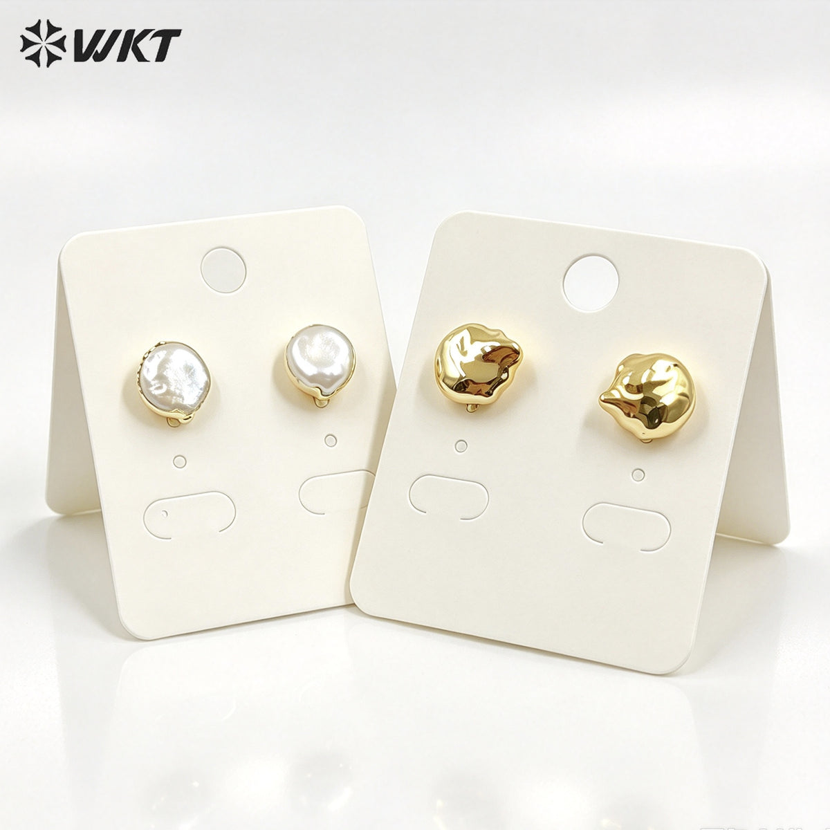 WT-MPE104 Latest Style Irregular Pearl Natural 18k Gold Plated Gift Weeding 10mm Romantic Pendant Earrings