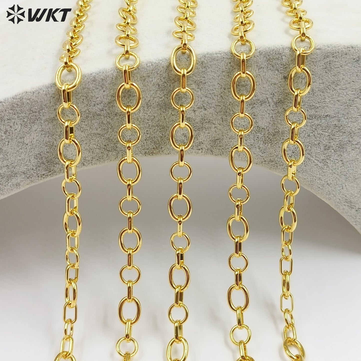 WT-BC266 Popular Trendy Gold Electroplated Yellow Brass Round Thick Metal Chain For Simple Necklace Bracelet DIY Design
