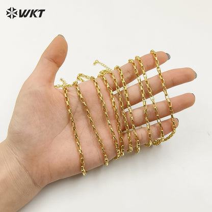 WT-BFN034 Fashion Exquisite Woman Gold Brass Chain with 18k Gold Plated Chain Bracelet Link Chain for Jewelry Finding