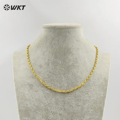 WT-BFN034 Fashion Exquisite Woman Gold Brass Chain with 18k Gold Plated Chain Bracelet Link Chain for Jewelry Finding