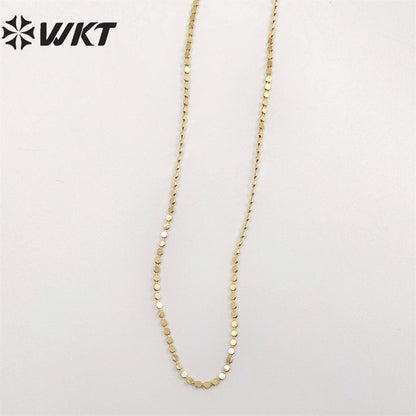 WT-BFN058 Unique Korea Handmade Brass Chain with 18k Real Gold Plated Resist Tarnishale Beads Metal Chain Necklace Jewelry Chain