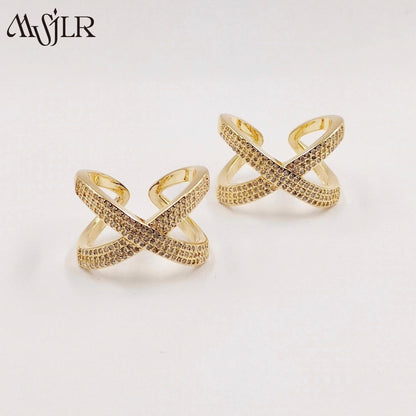 WKT-MVR054 Popular European and American Double Circle Shape Colorful Zircon Ring Female Handpiece Open Ring