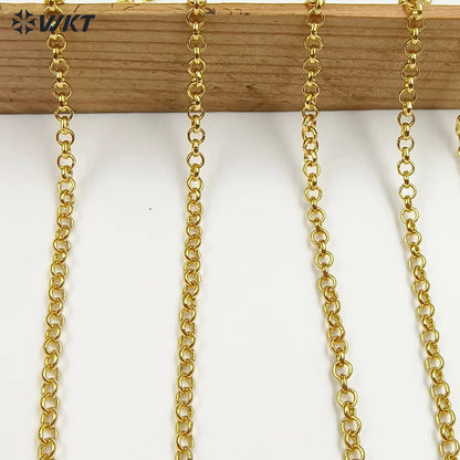 WT-BFN037 Round Gold Chain Yellow Brass with 18k Gold Plated Chain Exquisite Women Decorate Necklace Chain