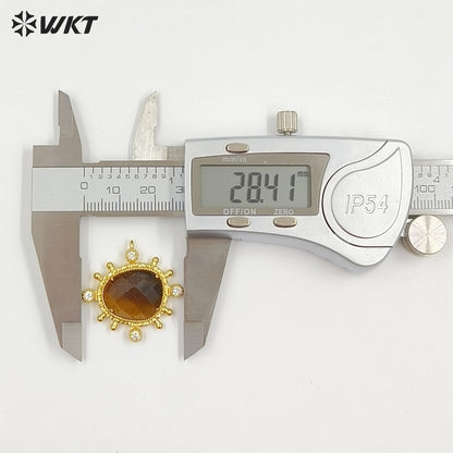WT-P2102 Unique Delicate Jewelry 18K Gold Plated Multi Natural Gemstones Little Pendants For Female Handmade Earring DIY