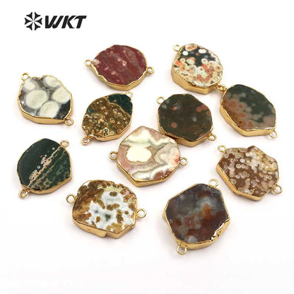 WT-B400 WKT Wholesale Irregular Natural Stone Bracelet Stylish Lobster Bangles With CZ Micro Pave Multi Color
