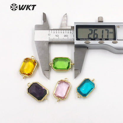 WT-C317 WKT Lapis/ Labradorite Gemstone Connectors for Jewelry Findings Amethyst Amazonite Stone for Bracelet