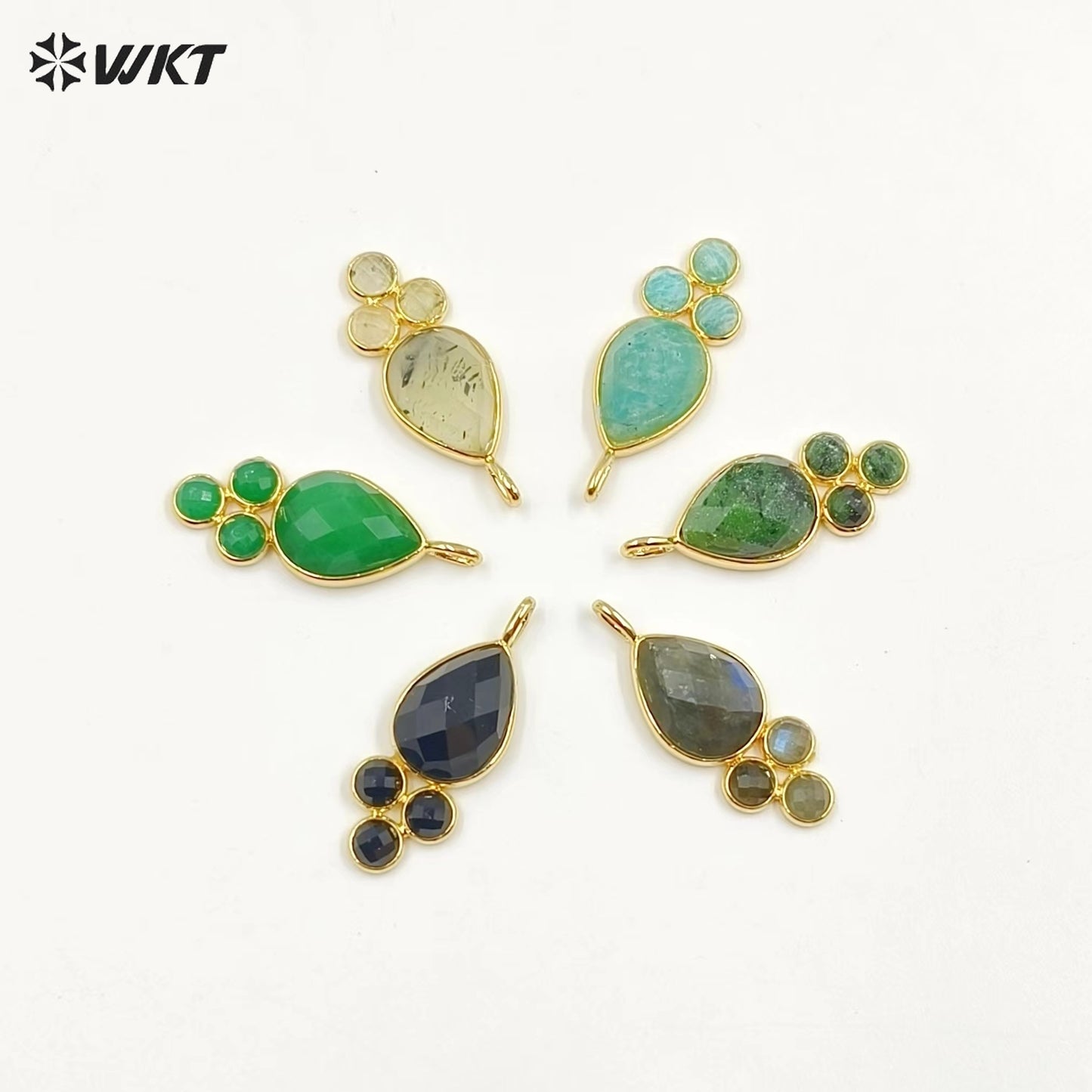 WT-P1944 Amazing Multi Colorful Natural Gemstone Made Pearl Drop 18k Gold Bezel Setting Stone Jewelry Pendant in Kinds of Colors