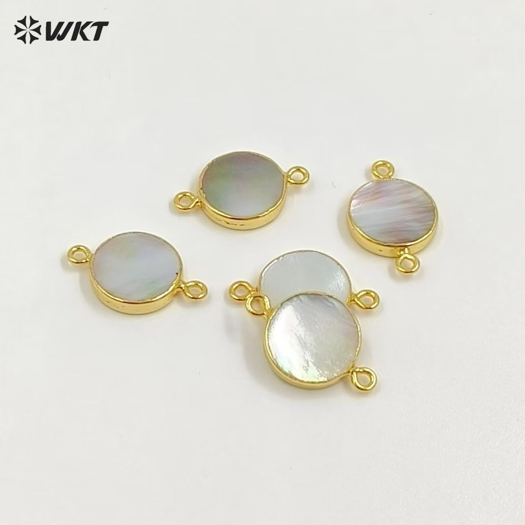 WT-C153 Wholesale Natural Round Freshwater Black Pearl Connector With 24k Real Gold Plated Jewelry,Fashion Black Pearl Connector