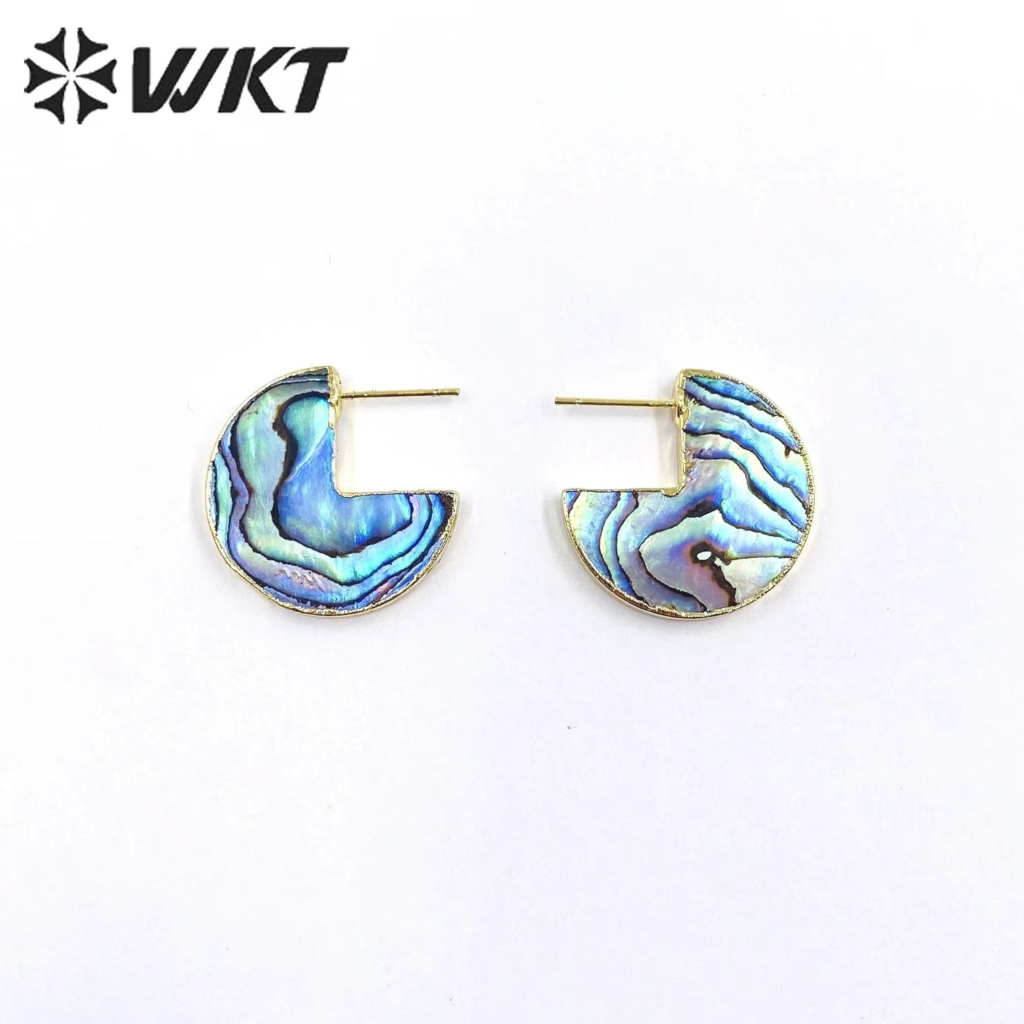 WT-MPE077 Wholesale Gold Plated Natural MOP Shell Earring Women Crescent Horn Earring for Wedling or Office Style Earrings