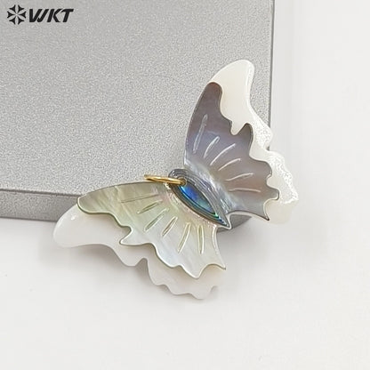 WT-JP466 Beautiful Vaious Designs Natural Shell Butterfly Shape Girl Gold Pendants For Lovely Handmade Necklace Findings