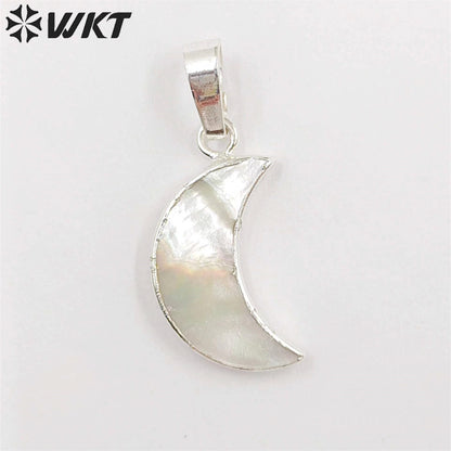 WT-P1253 WKT New Fashion Unique Design Popular Jewelry Moon Shape Real Gold Plated Elegant Shell Pendant