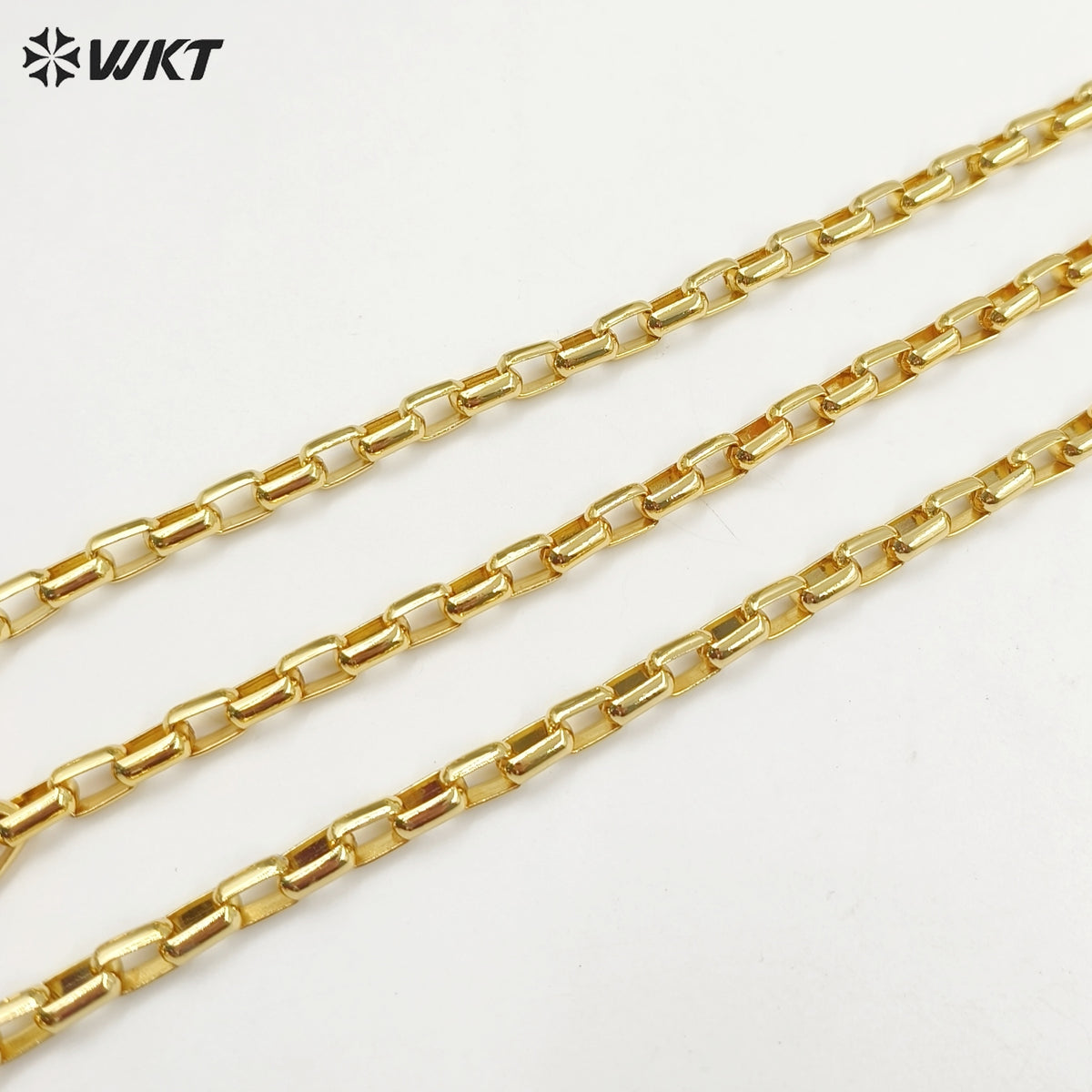 WT-BC225 Wholesale New 18K Gold Plated Yellow Brass Box Chain for Jewelry Design Necklace