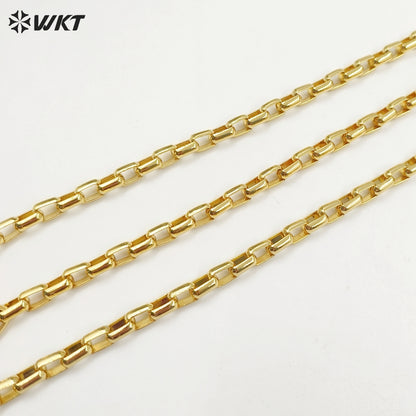 WT-BC225 Wholesale New 18K Gold Plated Yellow Brass Box Chain for Jewelry Design Necklace