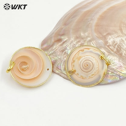 WT-JP486 Trendy Design 18K Gold Electroplated Natural Shell With Colorful Zircon Pendants For Women Popular Jewelry Making