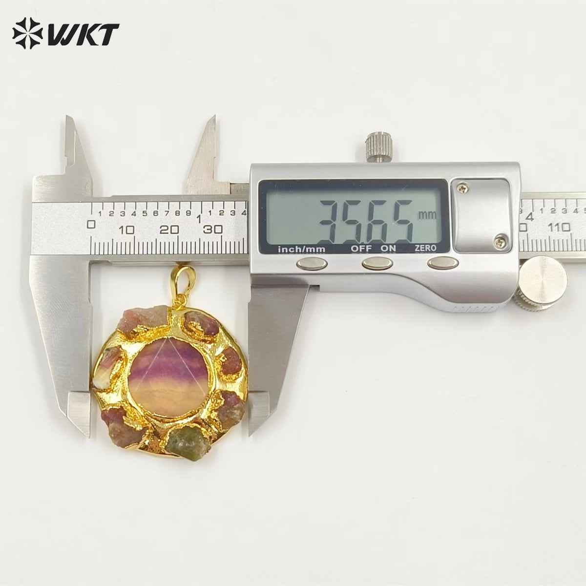 WT-P1942 Hot Sale Fashion Design Colorful NaturalTourmaline/Fluorite/Biwa Pearl High Quality for Necklace Round Pendant